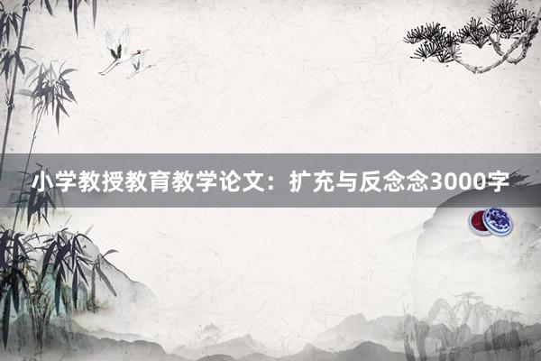 小学教授教育教学论文：扩充与反念念3000字